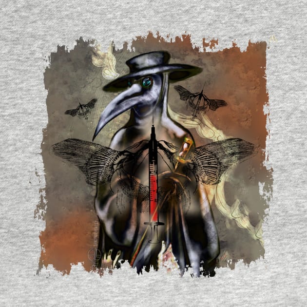 Plague Doctor and Syringe with Skeletal Wings by sandpaperdaisy